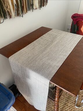 Neutral Gray Linen-Style Table Runner - Home Dining like new